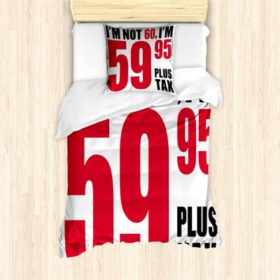 Produktbild von ABAKUHAUS 60. Geburtstag Mantele, Spaß-Geburtstags-Worte, Milbensicher Allergiker geeignet mit Kissenbezügen, 135 cm x 200 cm - 80 x 80 cm, Rot und Schwarz