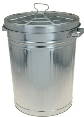 Image de Poubelle en zinc avec couvercle - 55 litres - Métal jardin Outdoor Poubelle argentée
