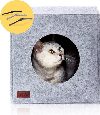 Produktbild von Kätzennest in Grau - Für Schubladen und Regale - Katzenhöhle mit Kissen - Katzenbett für Haustiere
