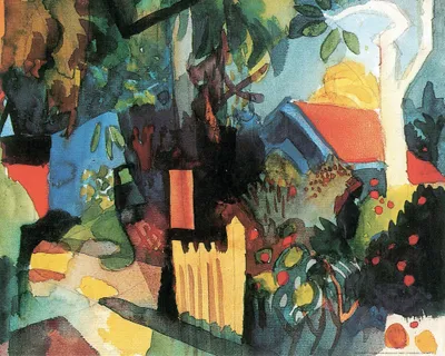 Produktbild von August Macke Kunstdruck Bild - Landschaft Mit Hellen Bäumen, 1914 (40 x 50 cm)