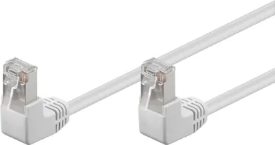 Produktbild von Goobay CAT 5e Patchkabel 2x 90° gewinkelt, F/UTP, weiß, Kupferkaschierter Aluminiumleiter (CCA), 2x RJ45-Stecker 90° (8P8C)