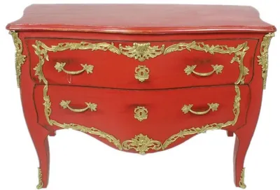 Produktbild von Casa Padrino Barock Kommode Antik Rot / Gold 130 x 65 x H. 90 cm - Handgefertigte Massivholz Antik Stil Kommode mit 2 Schubladen - Barock Möbel