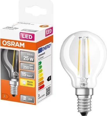 Image de Ampoule Led Sphérique E14 Filament Filament Led, E14, 2700k Chaud, 2.5w - Ledvance Gp