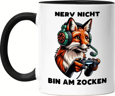 Produktbild von Nerv nicht Bin am zocken Fuchs Tasse Schwarz - Multiplayer Geschenkidee