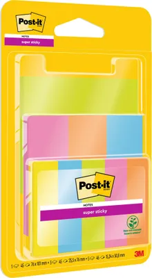Produktbild von Post-it® Super Sticky Notes & Page Marker Kombipack Farben Haftnotizen 9 Blöcke