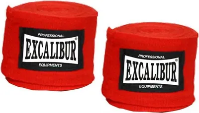 Produktbild von MAXXUS EXCALIBUR Boxbandagen - Paar, 5m lange, mit Klettverschluss, Halb Elastische, Rot - Handbandagen, Innenhandschuhe, Boxen, Boxing Gloves, Kickboxen, MMA, Muay Thai, Kampfsport