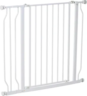 Produktbild von Hundegitter - Türschutzgitter - Metall - Breite 95 cm - Höhe 76 cm - Für Türen und Treppen - Weiß