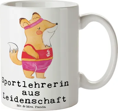 Produktbild von Mr. & Mrs. Panda Kaffeetasse Sportlehrerin Leidenschaft - Weiß - Geschenk, Kaffeebecher, Pott, Henkelpott, Tasse, Teetasse