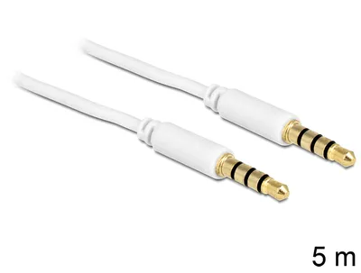 Produktbild von Audiokabel Klinke 3,5mm 4Pin > 3,5mm Stecker 4Pin (weiß, 5 Meter)