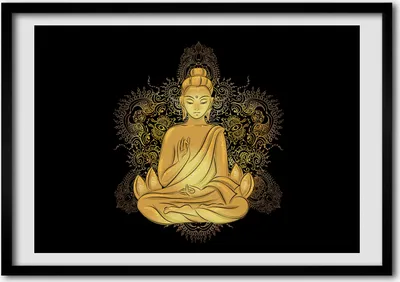 Produktbild von Bild - Bilderrahmen - 100 cm x 70 cm - MDF - Rahmen - Foto - Wandkunst sitzender buddha