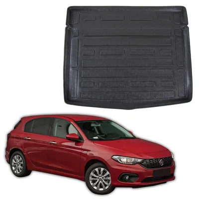 Produktbild von SCOUTT | Kofferraumwanne Laderaumwanne Kompatibel mit Fiat Tipo 5D Hatchback ab 2015, mit Hoher Rand, Kofferraum-Schutzmatte, Geriffelt, Aufrollbar, Schwarz