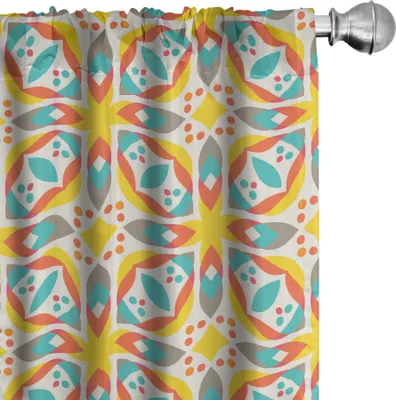Immagine prodotto di ABAKUHAUS Tende astratte, tende, ornamenti floreali colorati, illustrazione, 2 pezzi 75 x 245 cm, multicolore