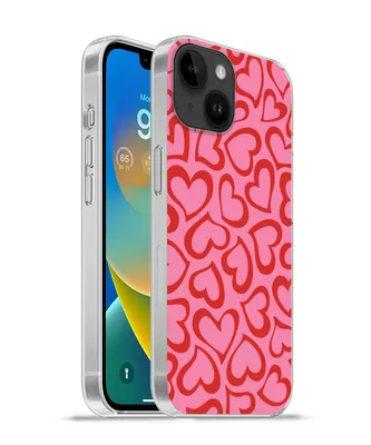 Produktbild von MuchoWow® Handyhülle Schutzhülle Hülle für Apple iPhone 14 - Softcase Eine Illustration der Tapete mit roten Herzen Silikon Softcase Handy Hülle - Mobiltelefonhülle