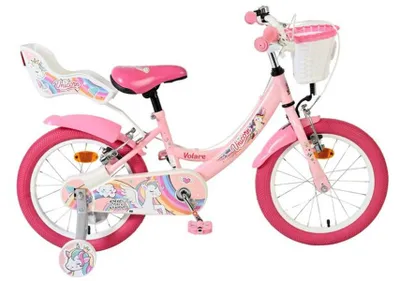 Image de Volare Unicorn, vélo pour enfants - Fille - 16 pouces - Rose - Deux freins à main