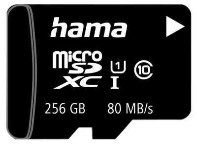 Produktbild von Hama microSDXC 256GB Class 10 UHS-I 80MB/s + Adapter