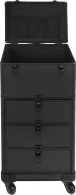 Produktbild von Makeup-Organizer, tragbare Rolltasche, 3 Schubladen, schwarz
