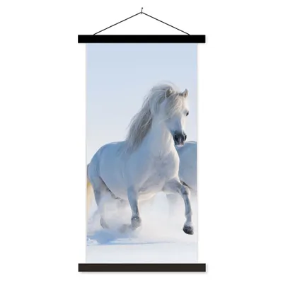 Produktbild von MuchoWow® Textilposter Winter - Pferde - Schnee 90x180 cm mit schwarzem Rahmen - Dekoration Wohnzimmer