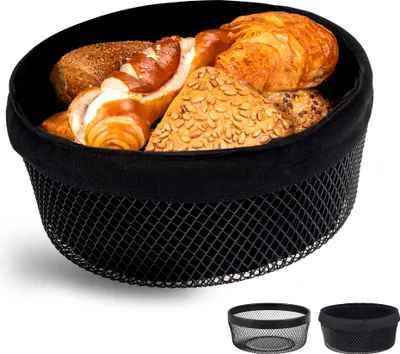 Obrázok produktu pre košík na ovocie eluno - košík na chlieb, miska na ovocie, z čierneho kovu Ø cca 25 x 11 H cm