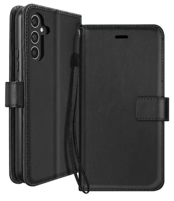 Produktbild von Mayaxess, Klapphülle für Galaxy A34 5G Geldbörse mit Handschlaufe & Standfunktion, Schwarz