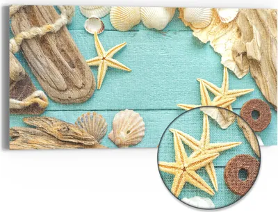 Produktbild von DEQORI Hybrid Leinwand Bild 60x30 cm 'Meeresmärchen' Wandbild Glas flach modern