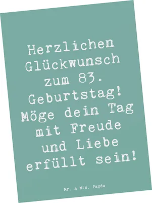 Produktbild von Mr. & Mrs. Panda Grußkarte Spruch 83. Geburtstag - Meeresbrise - Geschenk, Geburtstagsgeschenk, Postkarten, Ansichtskarte, bildkarte, Alter, Liebe, Geburtstagsparty