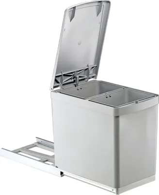 Produktbild von WESCO Einbau-Abfallsammler Traditionline 30DT - Alugrau/ Silber, 2x 7,5 Liter