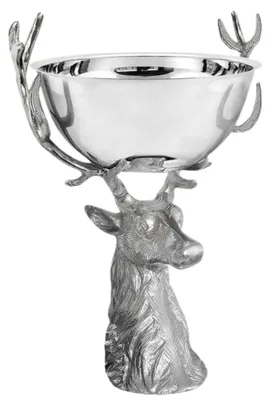 Productafbeelding van Edzard Richard, decoratieve schaal met hertenkop, zilver