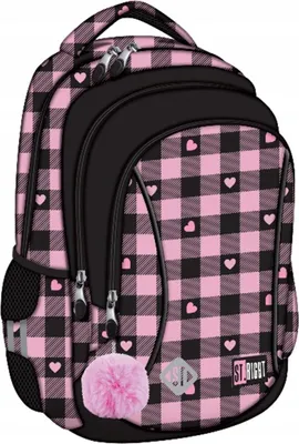 Produktbild von Schulrucksack ST.RIGHT KARIERT Mehrfächer Jugendlicher Rucksack rosa schwarz