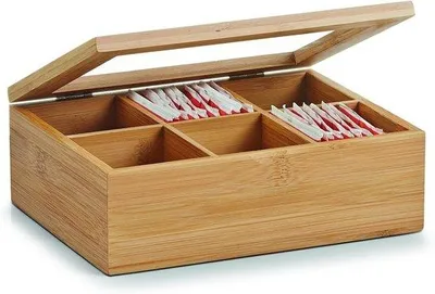 Image de Boîte à sachets de thé en bambou, 1 pièce, naturel