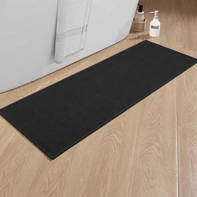 Productafbeelding van Badtapijt, 43 x 120 cm, antislip, wasbaar, zwart