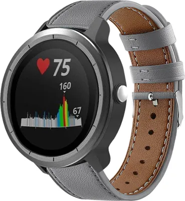 Produktbild von Strap-it Garmin Vivoactive 3 Armband Leder (Grau)