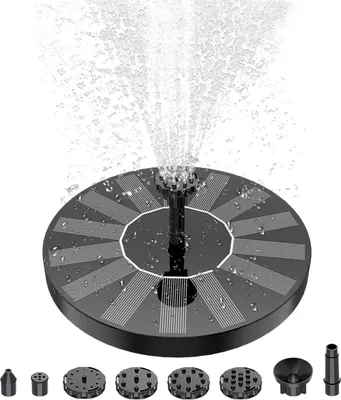 Produktbild von 1,5 W Solar-Brunnenpumpe mit 6 Duesen, freistehende Wasserpumpe, schwimmender Brunnen fuer Vogelbad, Aquarium, Pool, Garten, kleiner Teich