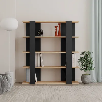 Produktbild von Houseland Tita Bücherregal Eiche natur/schwarz