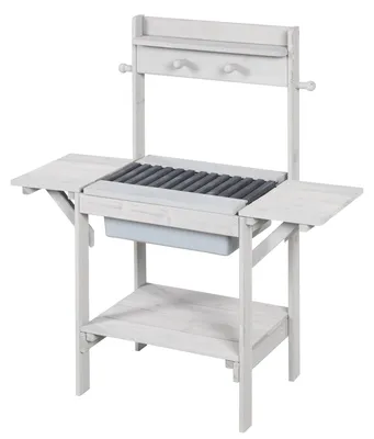Produktbild von roba Matschküche 'BBQ', Kinder-Outdoor-Gartenküche für Wasser & Sand, wetterfest, Massivholz, grau