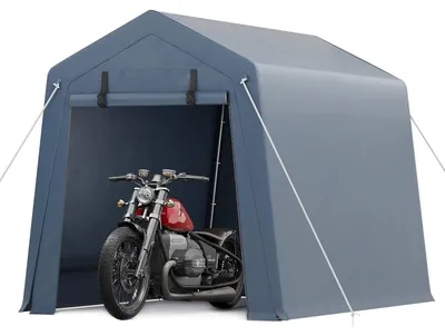 Produktbild von Outdoor Aufbewahrungszelt - Mobiles Carport / Garagenzelt 183x183 cm - Wasserdicht - Schwerlast Metallrahmen - Rollbare Reißverschlusstür mit Belüftung - Grau