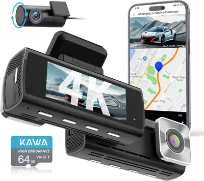 Immagine prodotto di Dashcam - Autocamera - Telecamera per auto - Telecamera da cruscotto - Telecamera anteriore e posteriore - 4K anteriore + 1080P posteriore