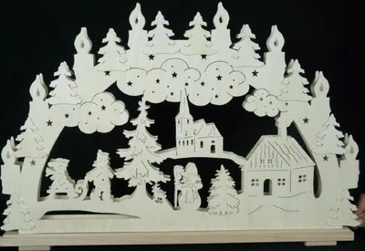 Obrázek produktu pro Svíčkový oblouk s kostelíkem a osvětlením ŠxVxH 70x45x7cm NOVINKA