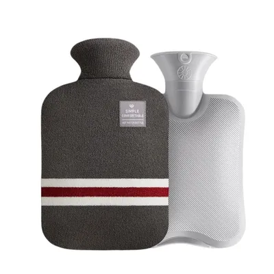 Immagine prodotto di Bottiglia d'acqua calda XXL copertura in tessuto morbido 2L bottiglie d'acqua calda letto bottiglia scaldamani nuovo, Dimensione:2 litri, Colore:Grigio scuro