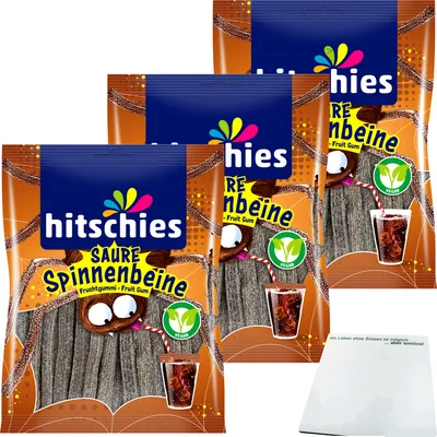 Produktbild von hitschler Hitschies Saure Spinnenbeine Cola 3er Pack (3x125g Packung) + usy Block