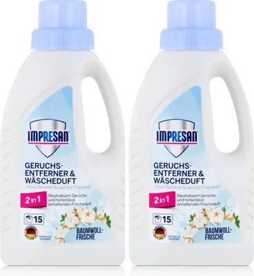 Produktbild von Impresan Geruchs-Entferner & Wäscheduft Baumwoll-Frische 450ml (2er Pack)