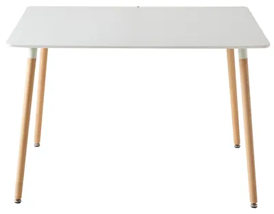 Immagine prodotto di Tavolo da pranzo nordico - Tavolo rettangolare per cucina o scrivania, 110 cm - Realizzato in legno massello - Design moderno e minimalista - Adatto per 6 persone - Bianco
