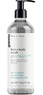Produktbild von Haut- & Haarshampoo 370 ml "grammo" mit Extrakten von grünen Anis und Melisse im Pumpspender