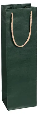Image de Sacs en papier, couleur verte, dimensions 12 x 39 x 9 cm, avec cordon en coton - lot de 12
