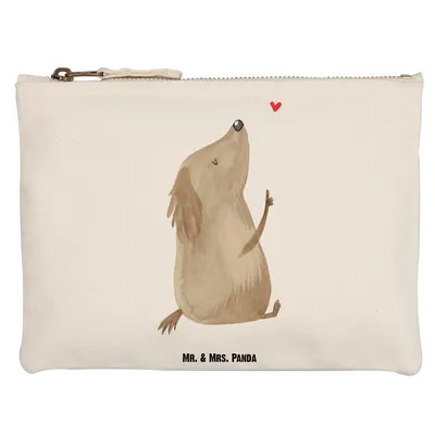 Produktbild von Mr. & Mrs. Panda Pouch Hund Liebe Grösse XL Große - Weiß - Geschenk, Sprüche, Herz, kosmetiktäschchen, Waschbeutel, Stifteetui, Kulturbeutel, Hunde, Federtasche