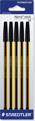 Zdjęcie produktu dla Staedtler 434 M9BK5I, Długopis kulkowy, Czarny, Żółty, Sześciokątny, ISO 11540, Blister, 5 szt.