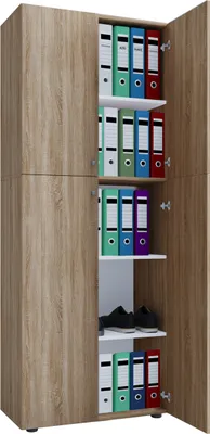 Produktbild von VCM Büroschrank mit 5 Fächern | moderner Aktenschrank mit Drehtüren | Maße ca. B. 70 x H. 184 x T. 40 cm – Lona 5-Fach