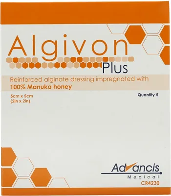 Produktbild von ALGIVON Plus Honigalginat Wundauflage 5x5 cm