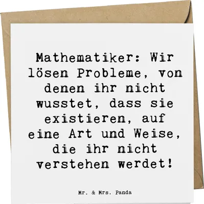 Produktbild von Mr. & Mrs. Panda Grußkarte Spruch Mathematiker Magie - Weiß - Geschenk, Beruf, ungelöste Probleme, Berufsleben, Glückwunschkarte, Mathematiklehrer, Mathematik, Geduld