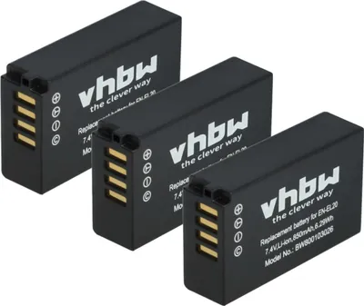 Produktbild von vhbw 3x Akku Ersatz für Nikon EN-EL20a, EN-EL20 für Kamera (850 mAh, 7,4 V, Li-Ion)