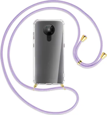 Produktbild von Handykette Backcover-Schutzhülle mit Band (Metall goldfarben) für Nokia 5.3 - violett